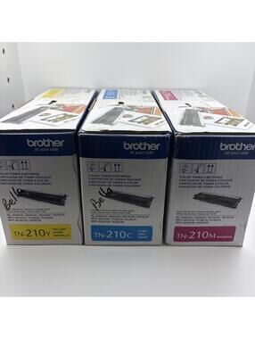 (3) Brother Toner Cartridges TN-210Y, TN-210M ,TN-210C GENUINE Bundle